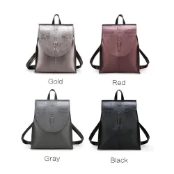 Fashionable leather backpack - shoulder bag - snakeskin pattern