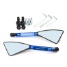 Universal motorcycle mirrors - CNC aluminum - blue lenses - MT-07 logo