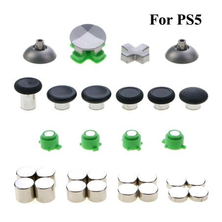 Metal buttons - thumb grips - analog stick - D-Pad button - replacement parts - for PS5 Controller GamepadAccessories