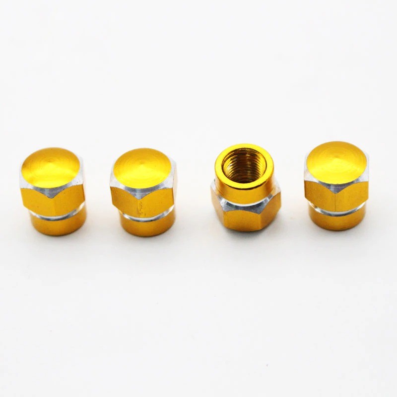 Universal car wheel valves - aluminum caps - hexagonal - 4 pieces
