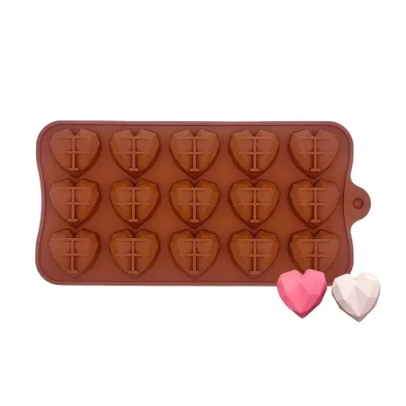 Silicone baking mould - diamond heart shaped - 8 / 15 holes