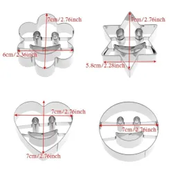 Cookie cutter mold - smiley face - bunny / car / boat - stainless steel - 4 pieces
