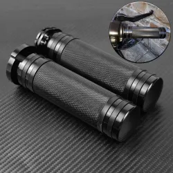 Motorcycle black handlebar grips - aluminum - for Harley VRSC XL XR Dyna Softail / 96-07 Touring - 25mm