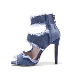 High heel denim sandals - with back zipperSandals