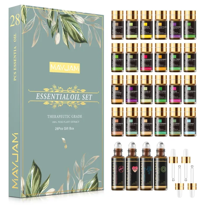 Pure natural essential oils - for massage / baths / diffusers - 28 pieces