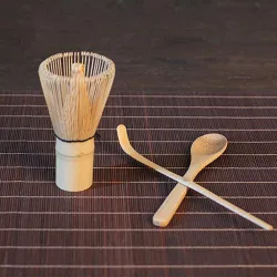 Japanese matcha tea set - bamboo whisk - scoop - tea spoon - 3 pieces