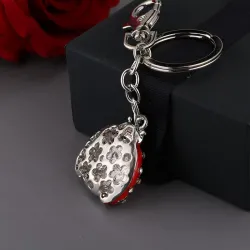 Metal keychain - with ladybug / rhinestonesKeyrings