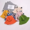 Warm knitted hat - bucket style - with toad's eyes