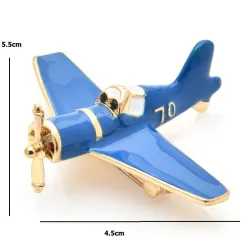 Elegant brooch - with blue airplane