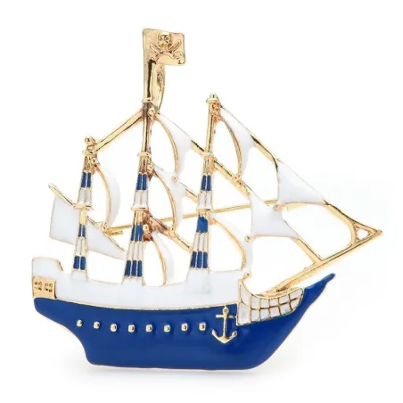 Enamel sailboat - elegant brooch