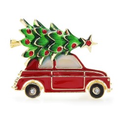 Fashionable brooch with a car / Christmas tree