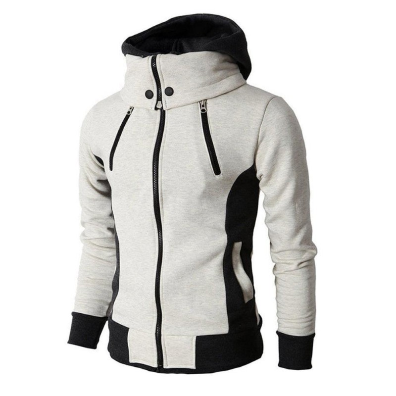 Fashionable men's hoodie - with turtleneck - long sleeves / pockets / zippersHoodies & Sweatshirt