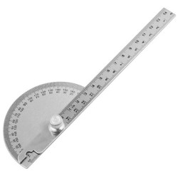 180 degree protractor - angle meter - measuring ruler - rotary - stainless steel - 0 - 145mmMeasurement