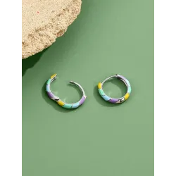Colorful small round earrings - 925 Sterling SilverEarrings