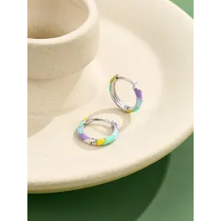 Colorful small round earrings - 925 Sterling SilverEarrings