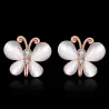 Rose gold stud earrings - with crystals / white opal - butterfly shapedEarrings