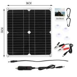 Solar panel - 100W - dual 12V/5V USB - with controller - waterproof - battery charger