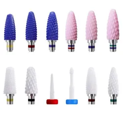 Replaceable rotary heads - bits - for electric nail drill - ceramic diamond - manicure / pedicure
