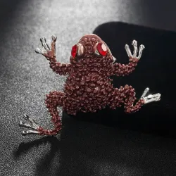 Small crystal frog with red eyes - vintage brooch