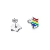 Rainbow star stud earrings - stainless steel - unisex