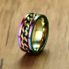 Rainbow ring - with rotatable chain - stainless steel - unisex
