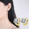 Luxurious small round earrings - with crystal - 925 sterling silver