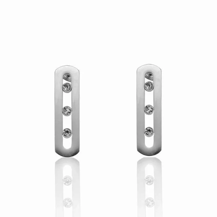 Fashionable rectangle stud earrings - with sliding crystalsEarrings