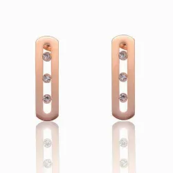 Fashionable rectangle stud earrings - with sliding crystalsEarrings