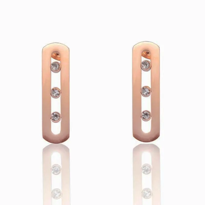 Fashionable rectangle stud earrings - with sliding crystalsEarrings