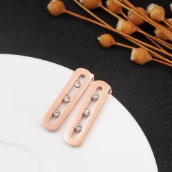 Fashionable rectangle stud earrings - with sliding crystalsEarrings