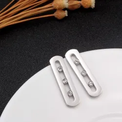 Fashionable rectangle stud earrings - with sliding crystalsEarrings