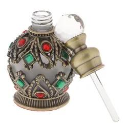 Vintage empty glass bottle - with crystals - perfume container - with dropper - 15ml