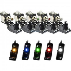 Car SPST toggle rocker switch with LED - 12V 20A - carbon coverSwitches
