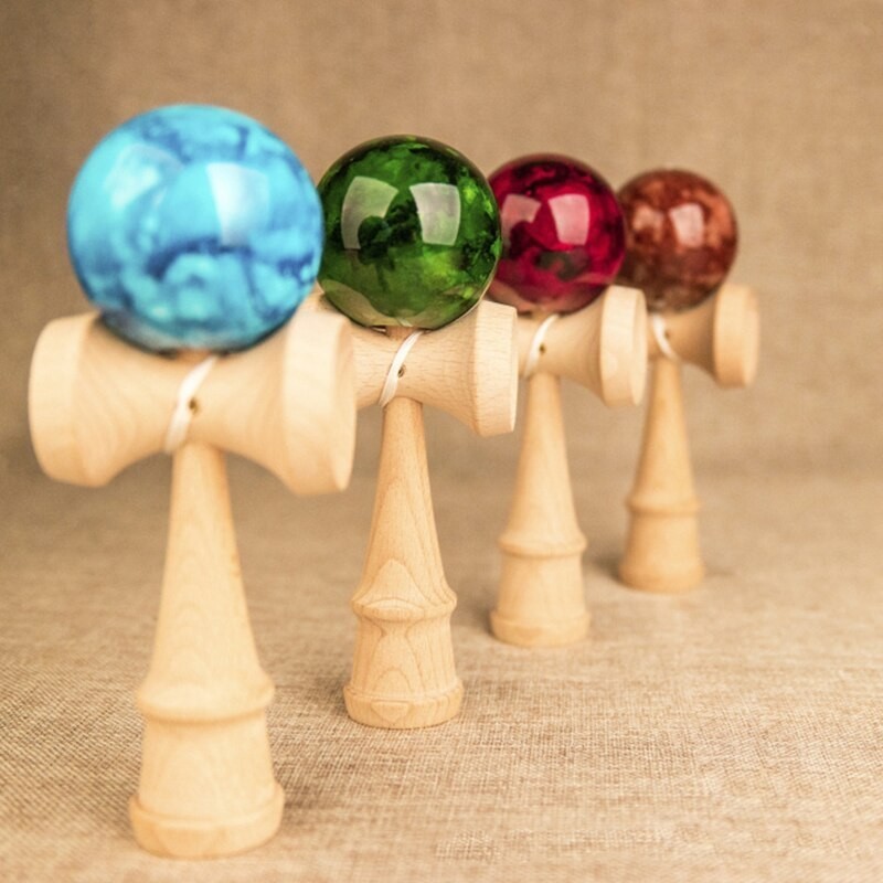 Kendama treleker - fargerik sjongleringsball - stressavlastning / pedagogisk leke - for voksne / barn - 18 cm