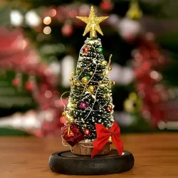 Dekorativt juletre - i glasskuppel - med LED