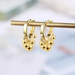 Gold / silver round earrings with beads - 925 sterling silverEarrings