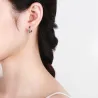 Round earrings with black opal / crystals - 925 sterling silverEarrings