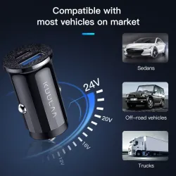 Mini - dobbel USB billader - hurtiglading - type C - 48W - QC3.0 PD3.0