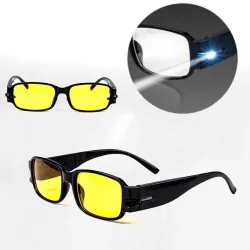 Lesebriller - gule nattsynslinser - med LED-lys