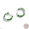 Round earrings with green bamboo - 925 sterling silverEarrings