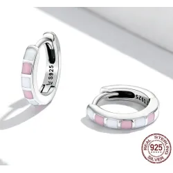 Check contrast pink-white earrings - 925 sterling silverEarrings