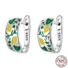 Fresh natural lemon / leaves - stud earrings - 925 sterling silverEarrings