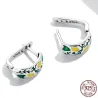 Fresh natural lemon / leaves - stud earrings - 925 sterling silverEarrings