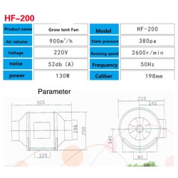 Centrifugal fan / activated carbon air filter - for LED plant grow light - 220VGrow Lights