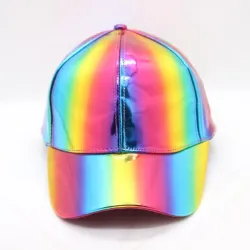 Rainbow baseball cap - patent leather - hip-hop styleHats & Caps