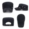 Retro flat hat with visor - washed cotton / leather-trimmedHats & Caps