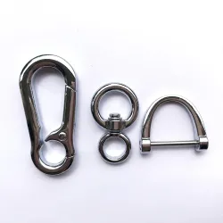 Nøkkelring i metall - 360 grader roterende - avtakbar - D-form