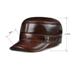 Flat baseballcaps - med øreklaffer - ekte skinn