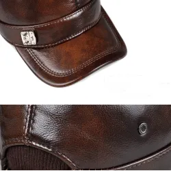 Flat baseballcaps - med øreklaffer - ekte skinn