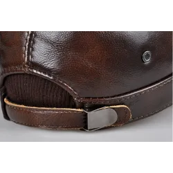 Flat baseballcaps - med øreklaffer - ekte skinn